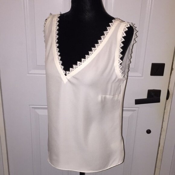 Rebecca Taylor Tailored SL Silk Lace Tank Top Snow 115 Size Small - Picture 7 of 13